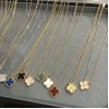 High-Quality Stamped Clover Necklace (Gold Color)