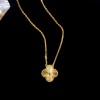 High-Quality Stamped Clover Necklace (Gold Color)