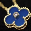 18K Yellow Gold Clover Necklace Holiday Pendent with Diamond