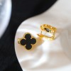 High-Quality Clip Back with Detachable Stem Stamped Clover Earrings (Gold Color)