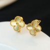 High-Quality Clip Back with Detachable Stem Stamped Clover Earrings (Gold Color)