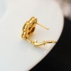 High-Quality Clip Back with Detachable Stem Stamped Clover Earrings (Gold Color)